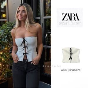 ZARA WHITE STRAPLESS TOP WITH BOWS